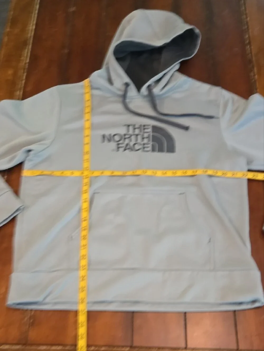 The North Face Pale Blue Pullover Hoodie with Gray Logo